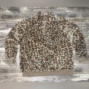 Leopard Print Fleece Pullover